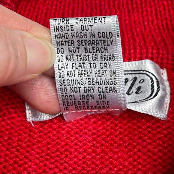 P'Galli Designs elf red rhinestone sweater - Picture 13 of 13